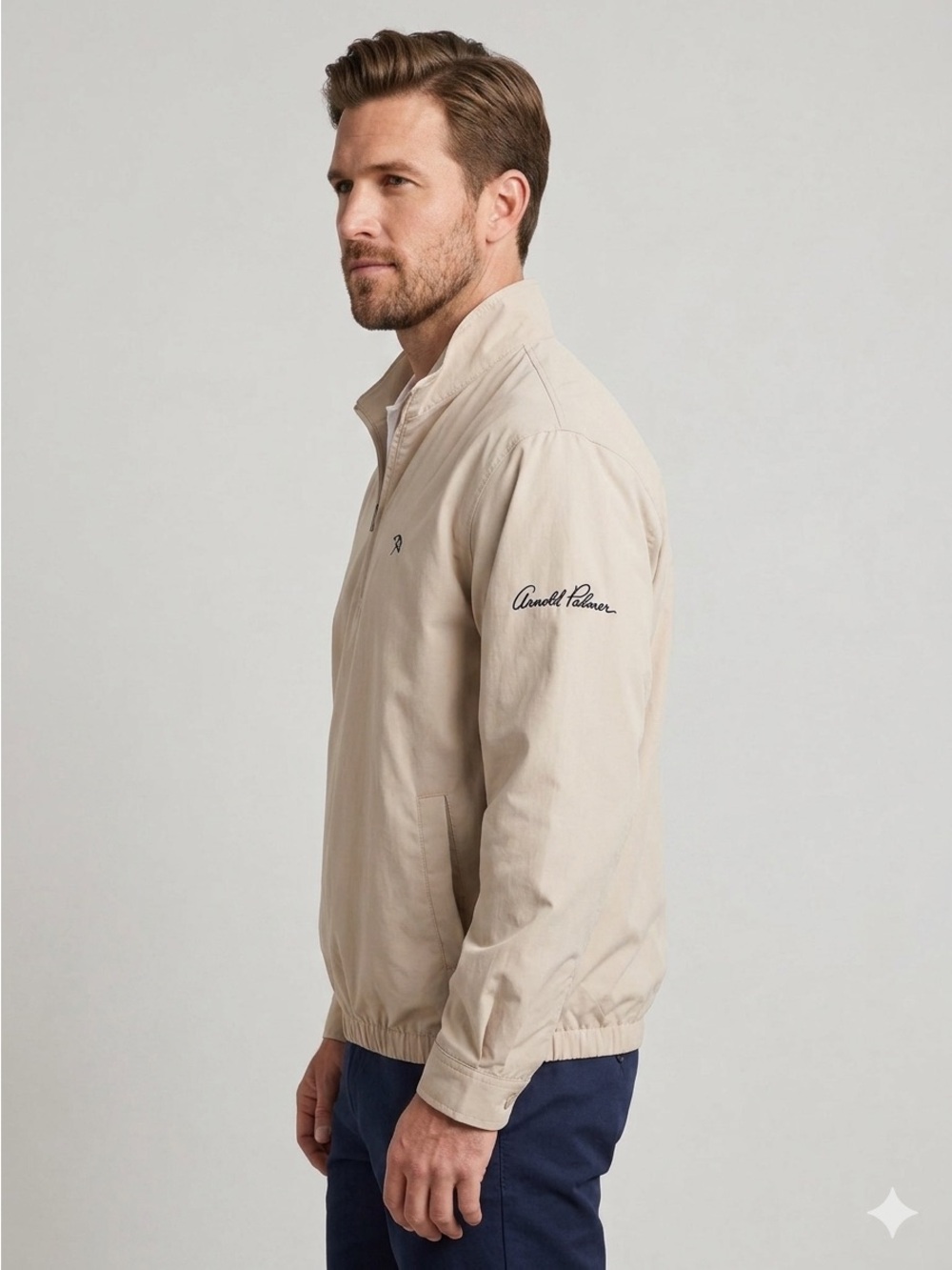 Arnold Palmer Men's Lightweight Beige Shirt Jacket